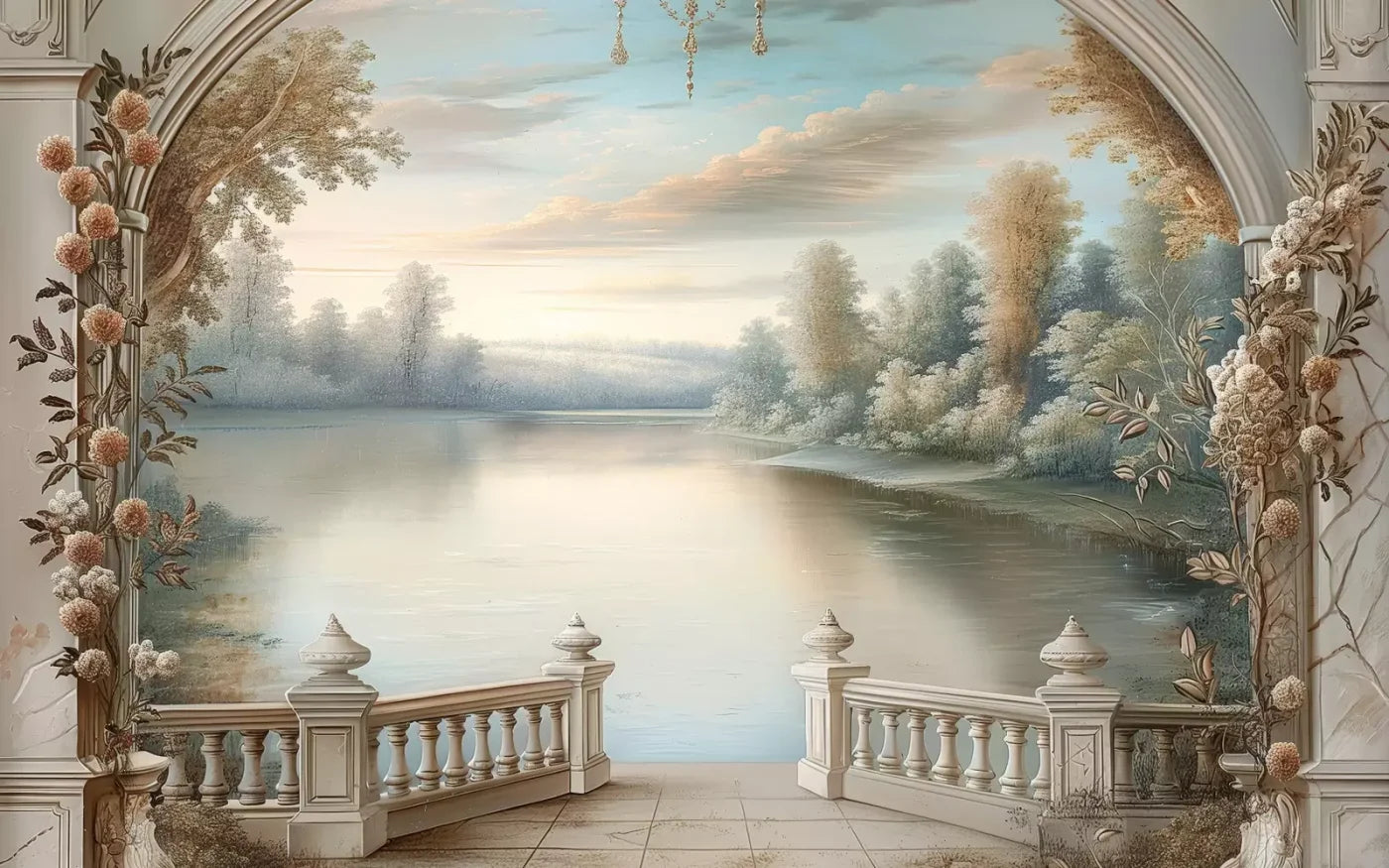 Winter Balcony Scenic 16’X10’ Ultracloth (192 X 120 Inch) Backdrop