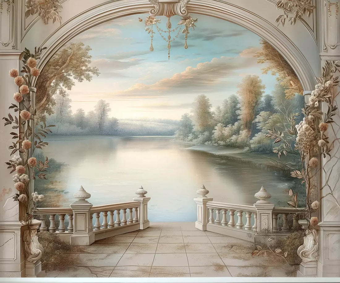 Winter Balcony Scenic 5’X4’2 Fleece (60 X 50 Inch) Backdrop