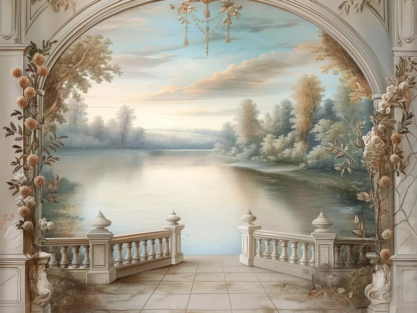 Winter Balcony Scenic 6’8X5’ Fleece (80 X 60 Inch) Backdrop