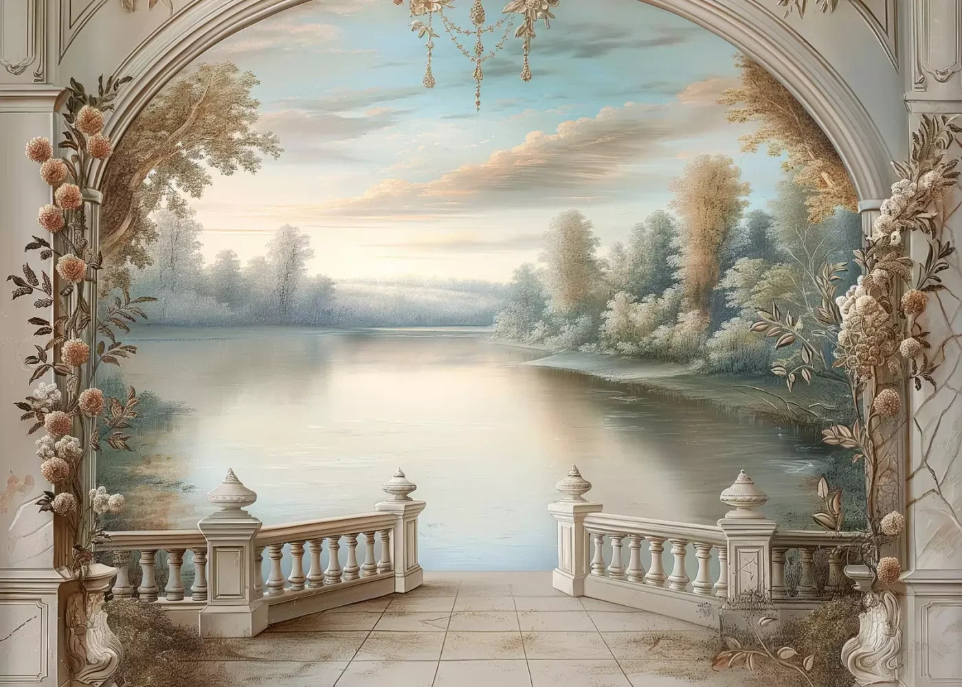Winter Balcony Scenic 7’X5’ Ultracloth (84 X 60 Inch) Backdrop