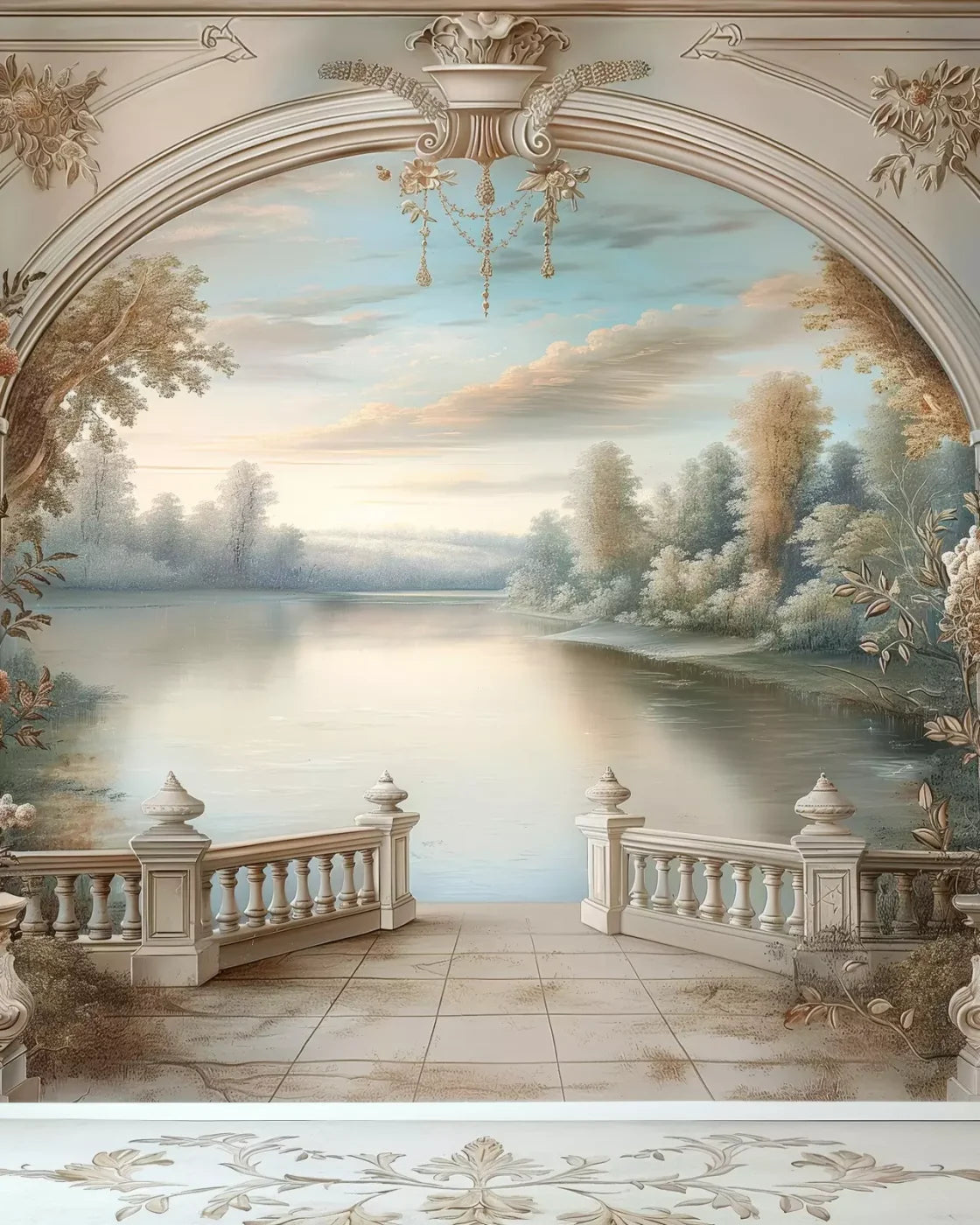 Winter Balcony Scenic 8’X10’ Fleece (96 X 120 Inch) Backdrop