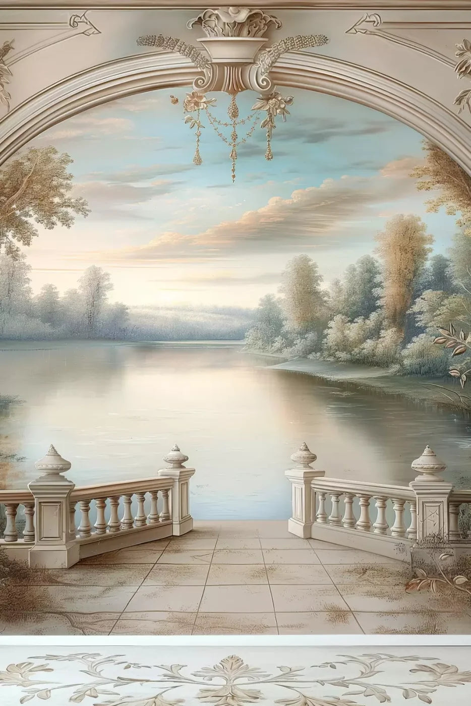 Winter Balcony Scenic 8’X12’ Ultracloth (96 X 144 Inch) Backdrop