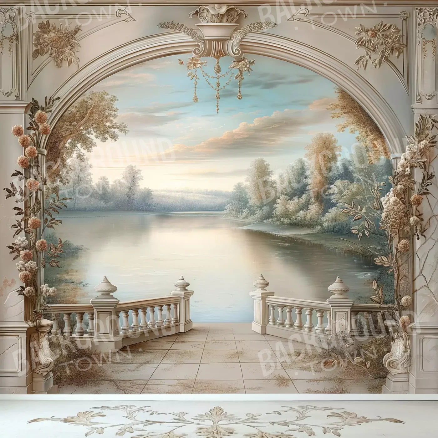 Winter Balcony Scenic 8’X8’ Fleece (96 X Inch) Backdrop