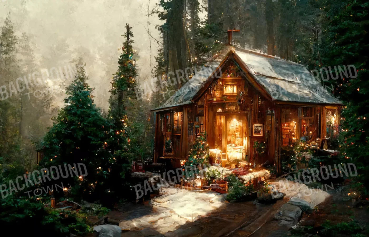 Winter Cabin 12X8 Ultracloth ( 144 X 96 Inch ) Backdrop