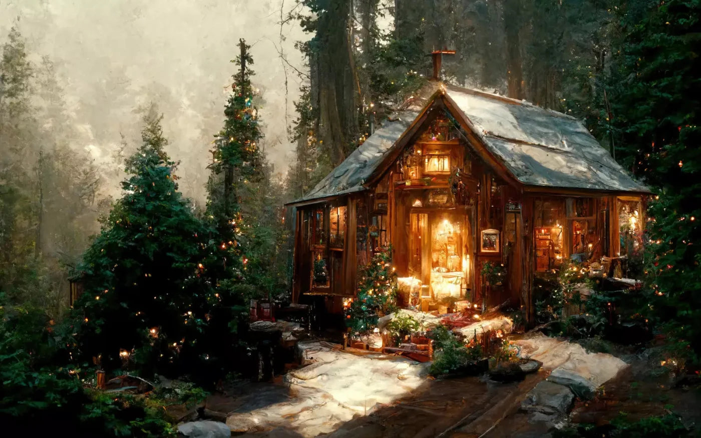 Winter Cabin 14X9 Ultracloth ( 168 X 108 Inch ) Backdrop