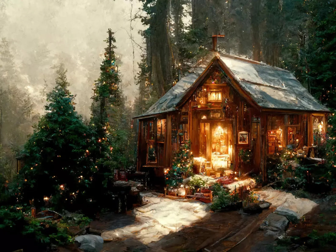 Winter Cabin 68X5 Fleece ( 80 X 60 Inch ) Backdrop