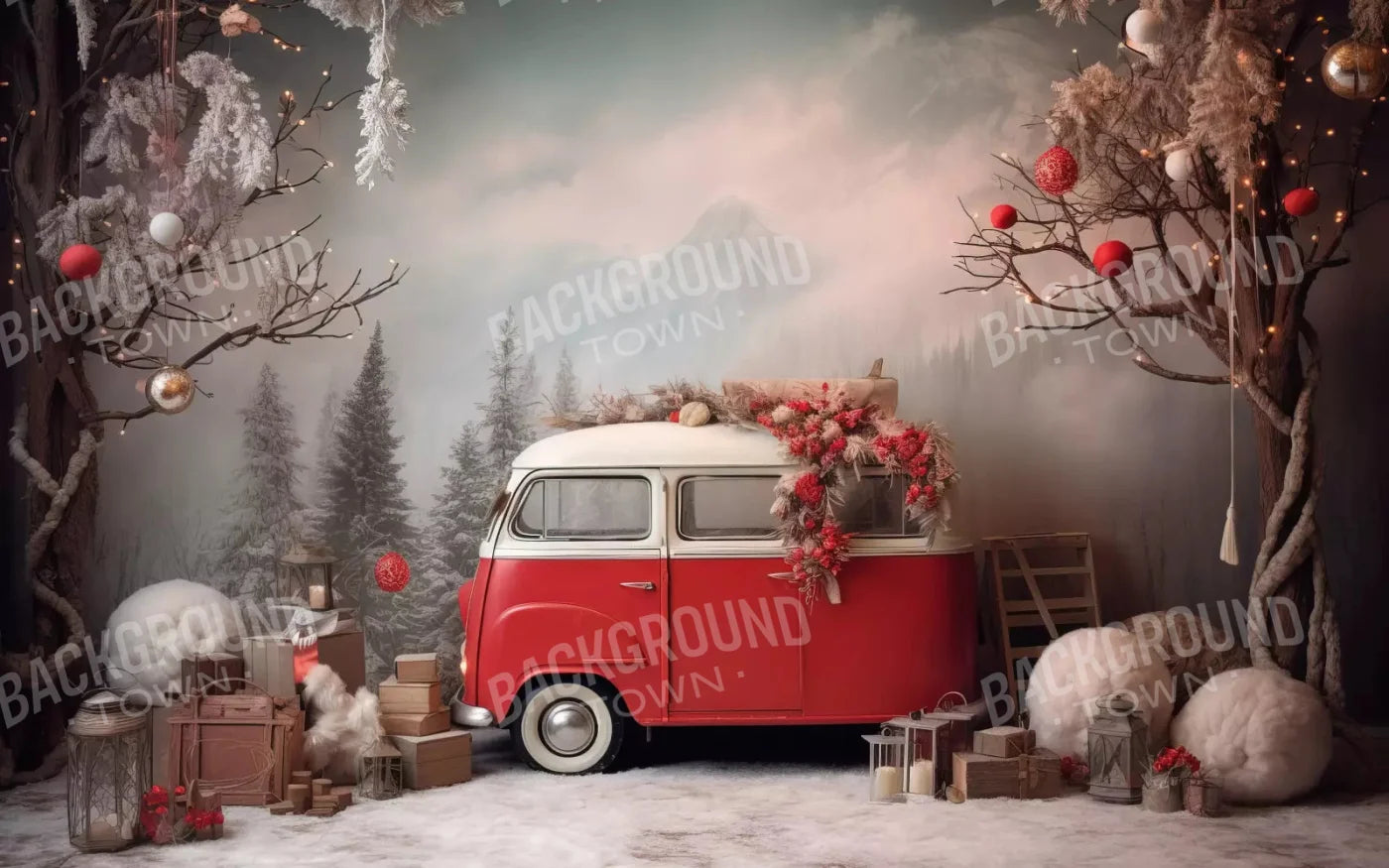 Winter Camping In Van 14X9 Ultracloth ( 168 X 108 Inch ) Backdrop
