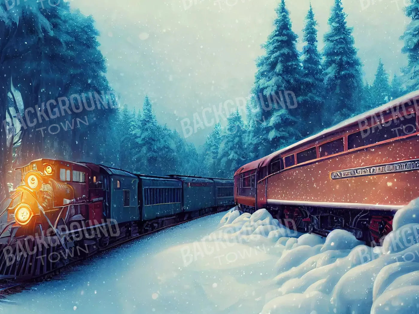 Winter Express 2 10X8 Fleece ( 120 X 96 Inch ) Backdrop