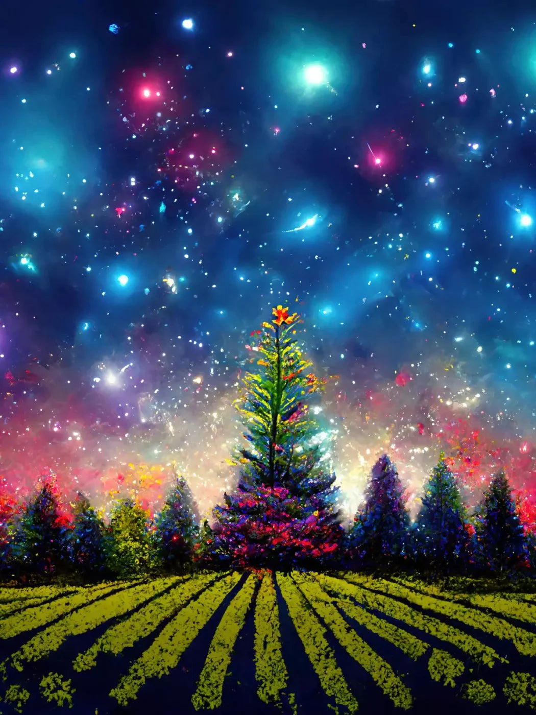 Winter Fireworks 5X68 Fleece ( 60 X 80 Inch ) Backdrop