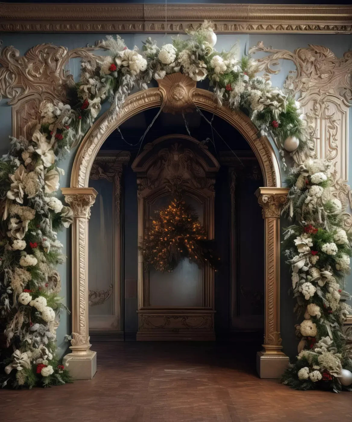 Winter Holiday Arch 10’X12’ Ultracloth (120 X 144 Inch) Backdrop