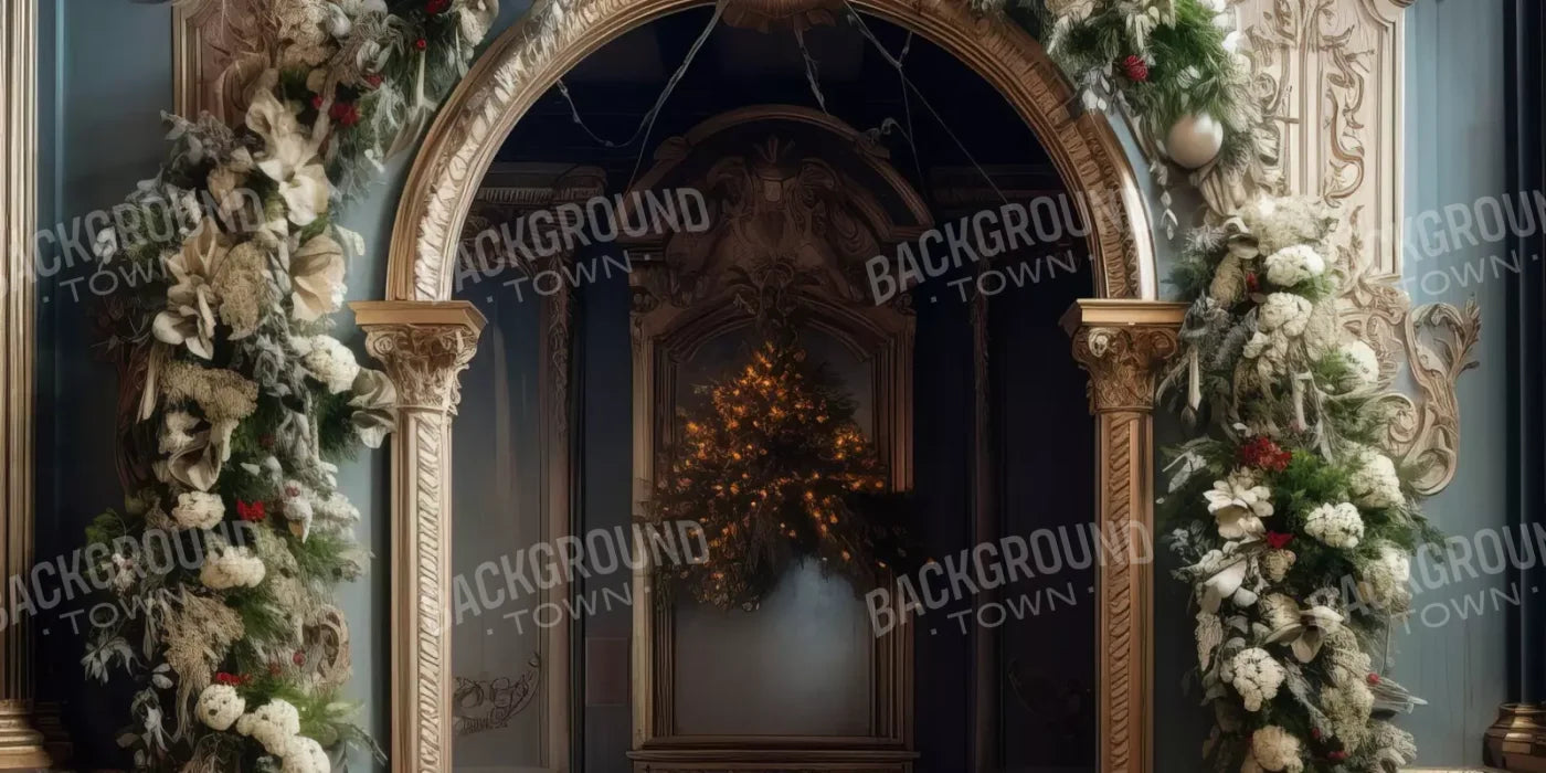 Winter Holiday Arch 20’X10’ Ultracloth (240 X 120 Inch) Backdrop