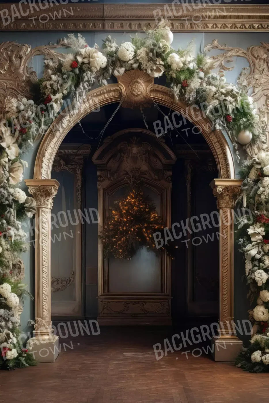 Winter Holiday Arch 8’X12’ Ultracloth (96 X 144 Inch) Backdrop