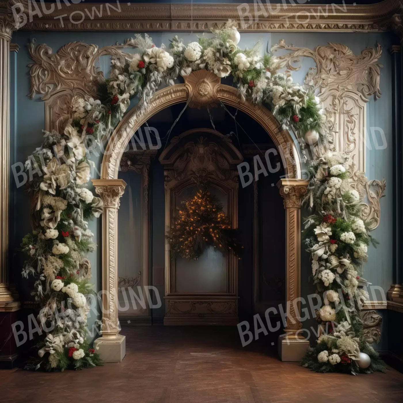 Winter Holiday Arch 8’X8’ Fleece (96 X Inch) Backdrop