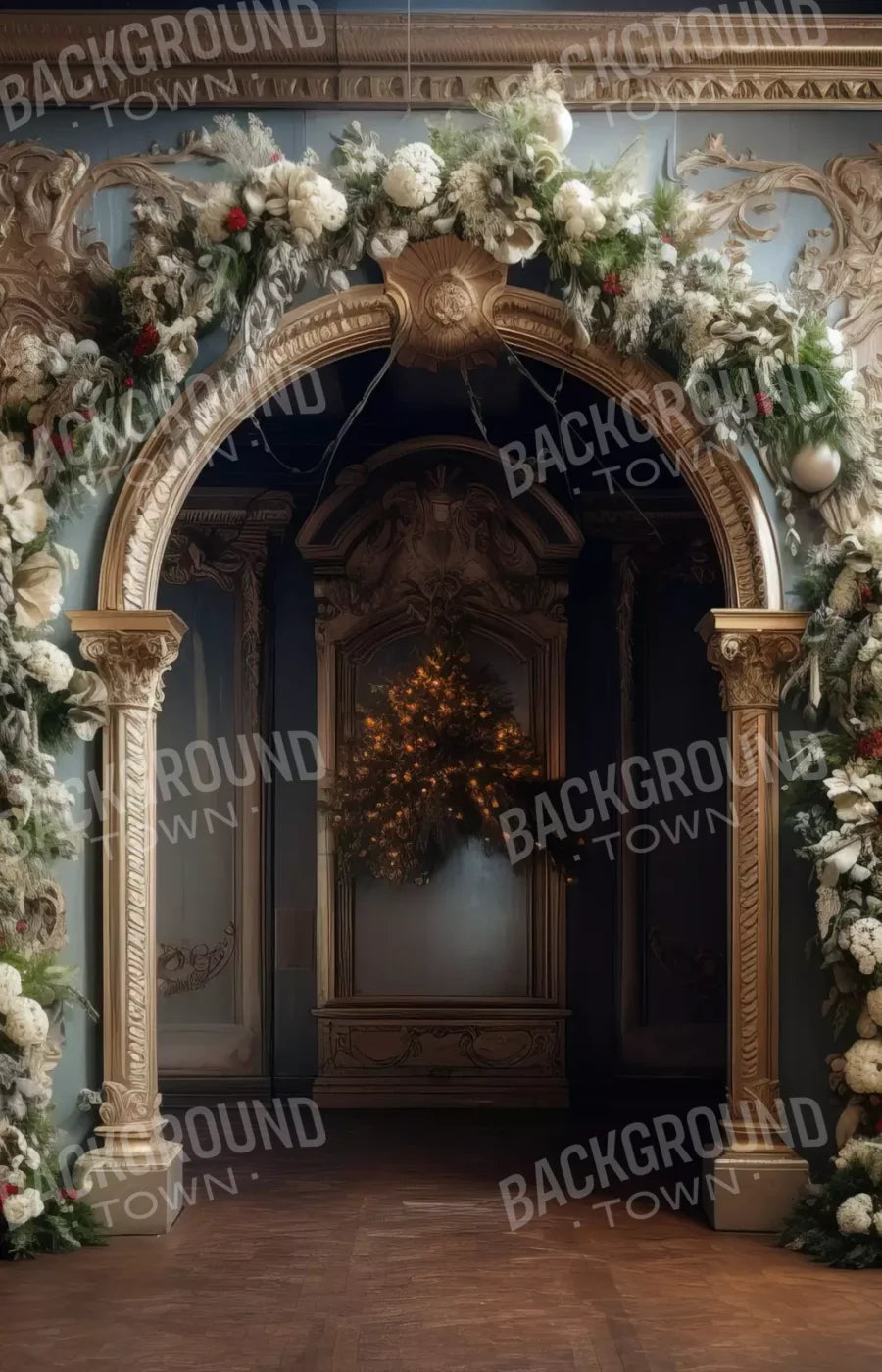 Winter Holiday Arch 9’X14’ Ultracloth (108 X 168 Inch) Backdrop