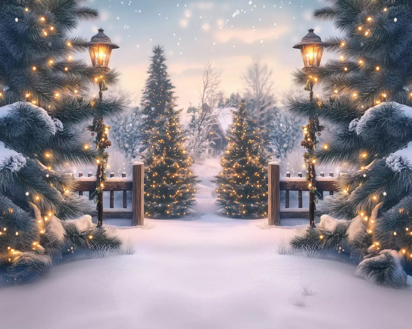 Winter Scene 10’X8’ Fleece (120 X 96 Inch) Backdrop