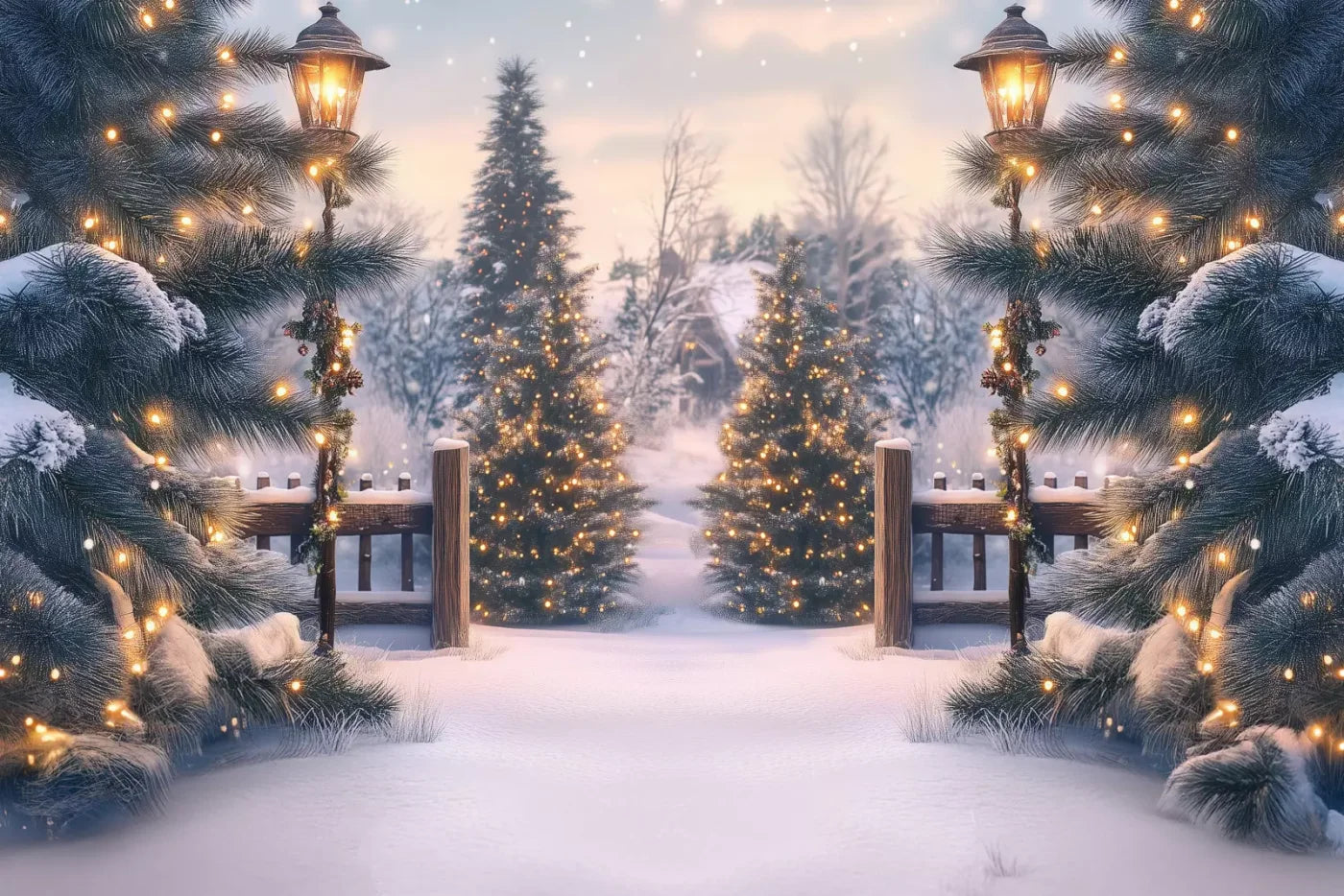 Winter Scene 12’X8’ Ultracloth (144 X 96 Inch) Backdrop