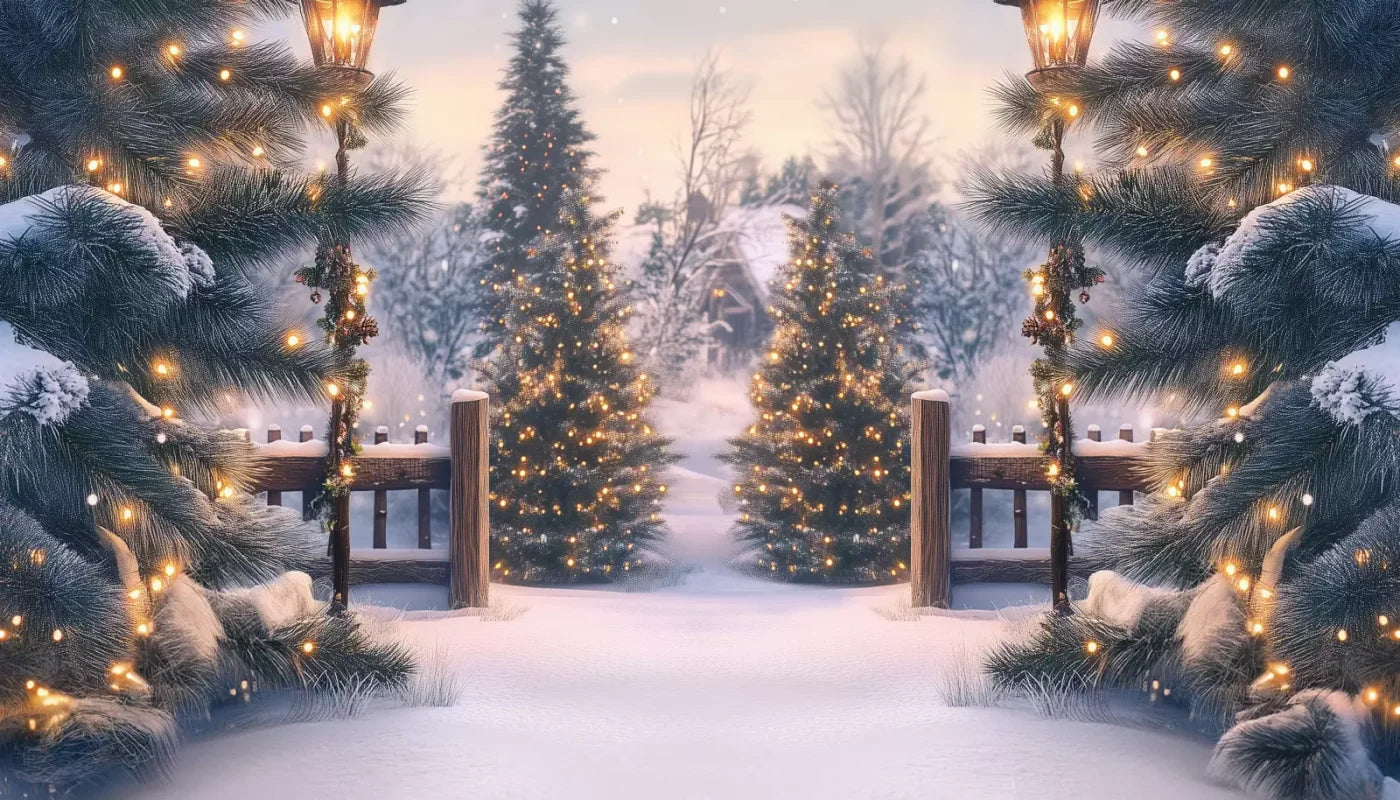 Winter Scene 14’X8’ Ultracloth (168 X 96 Inch) Backdrop