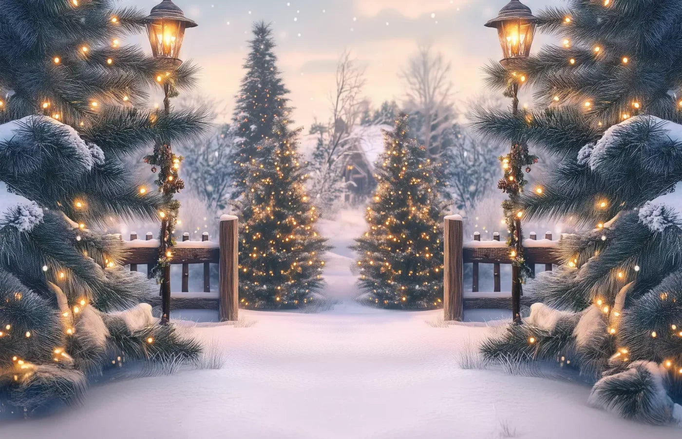 Winter Scene 14’X9’ Ultracloth (168 X 108 Inch) Backdrop