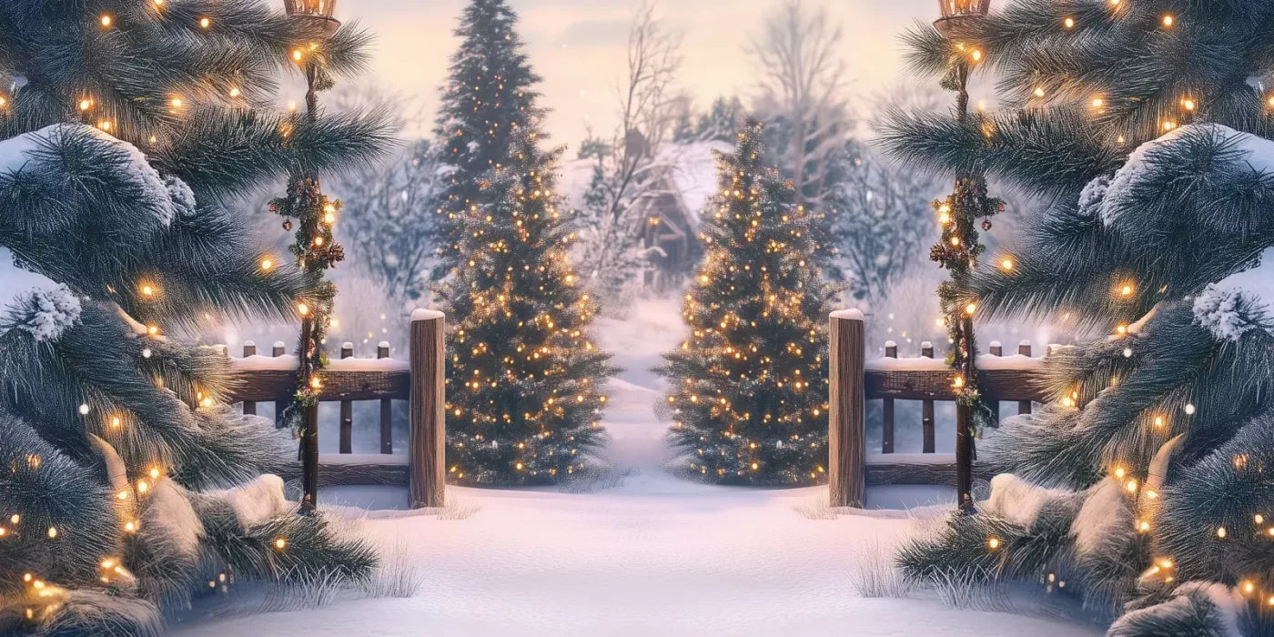 Winter Scene 16’X8’ Ultracloth (192 X 96 Inch) Backdrop