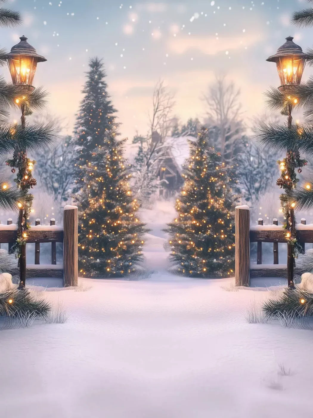 Winter Scene 6’X8’ Fleece (72 X 96 Inch) Backdrop