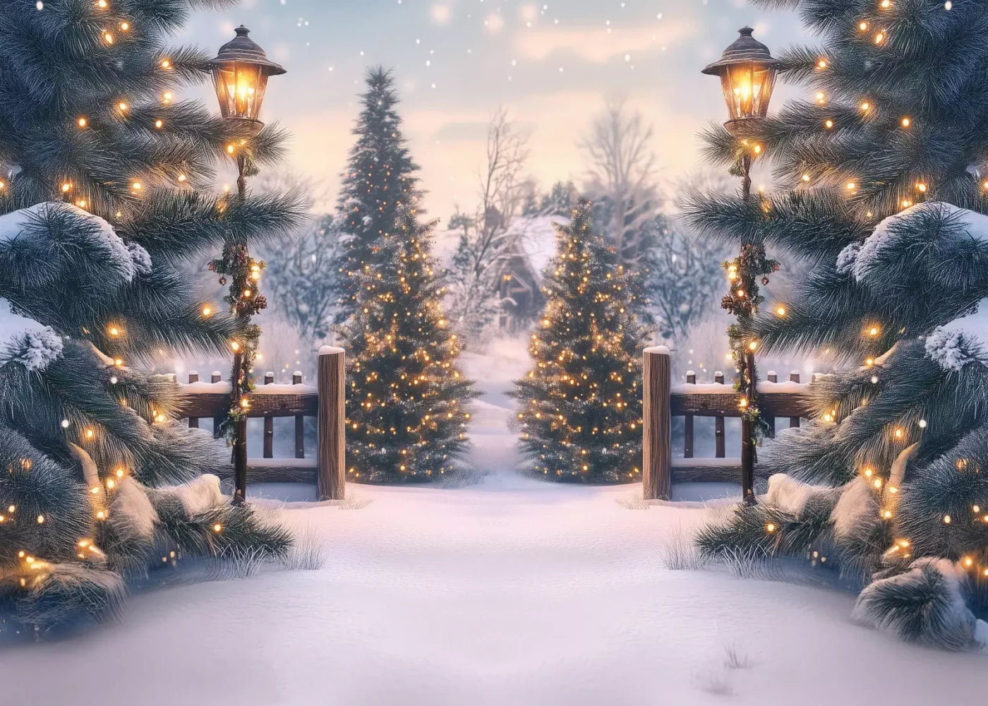 Winter Scene 7’X5’ Ultracloth (84 X 60 Inch) Backdrop