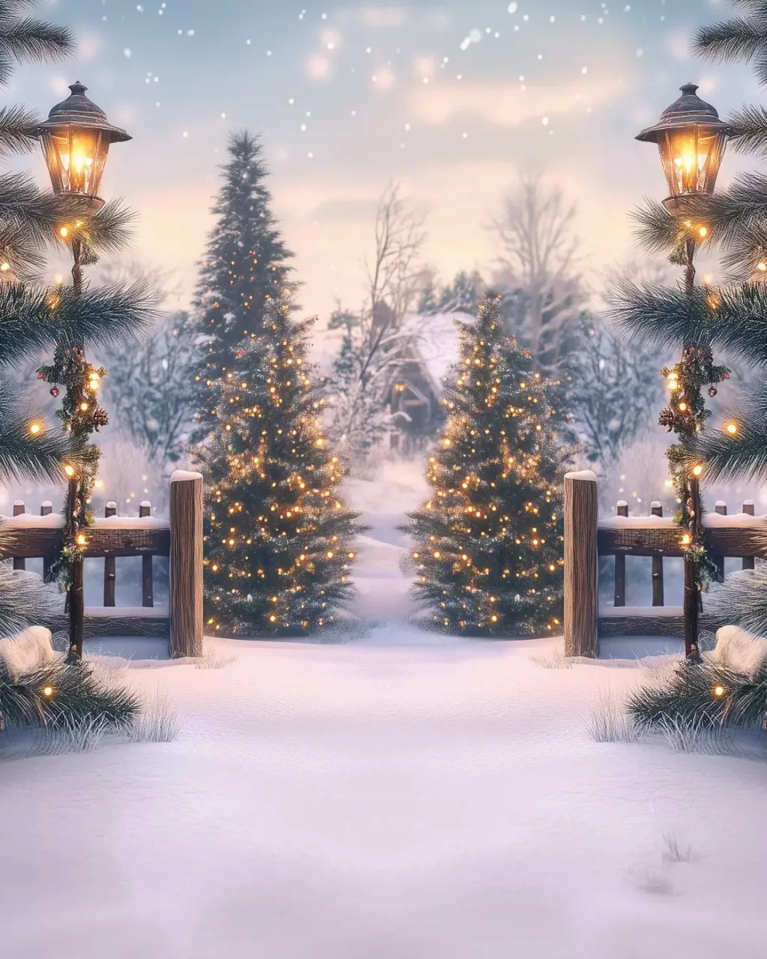 Winter Scene 8’X10’ Fleece (96 X 120 Inch) Backdrop