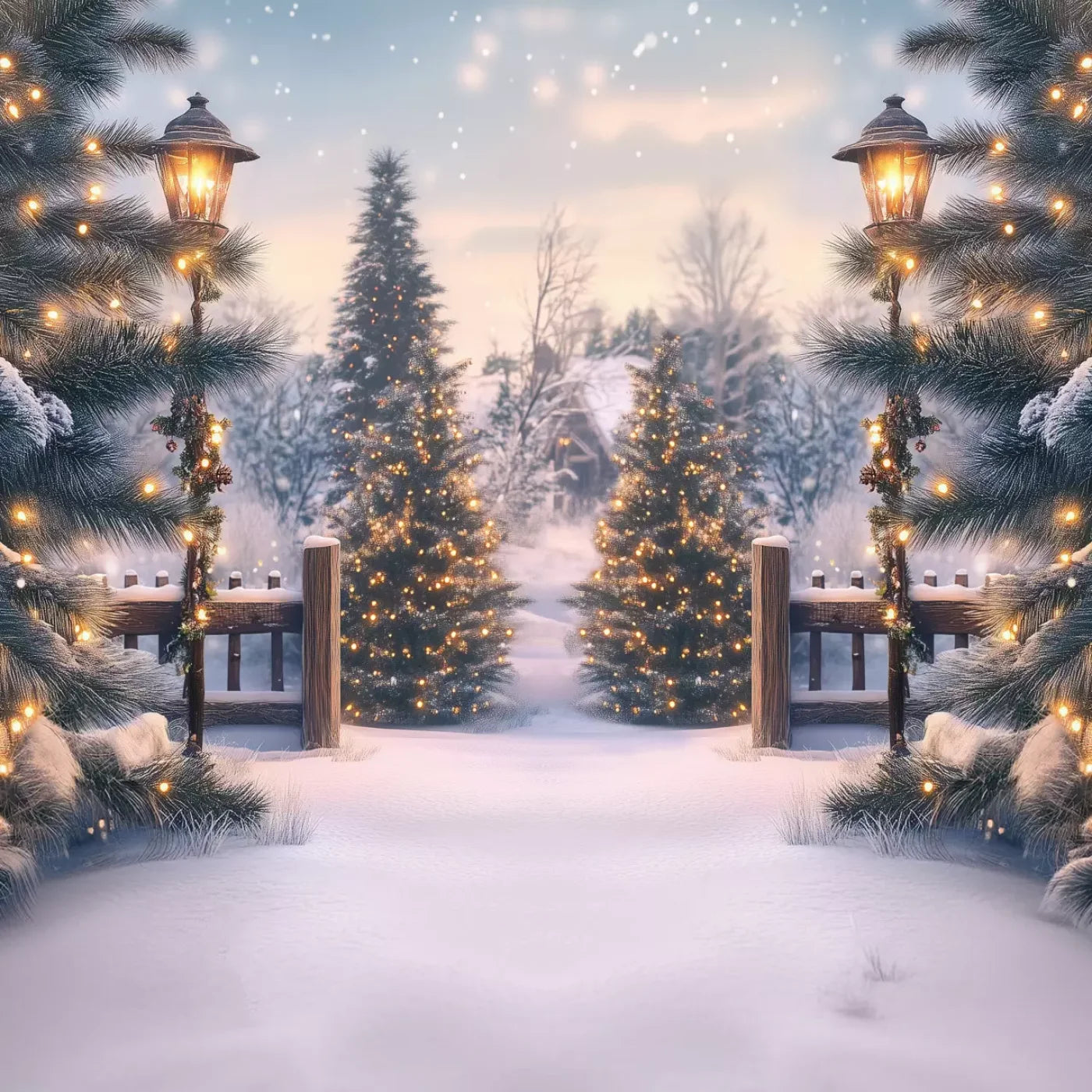 Winter Scene 8’X8’ Fleece (96 X Inch) Backdrop