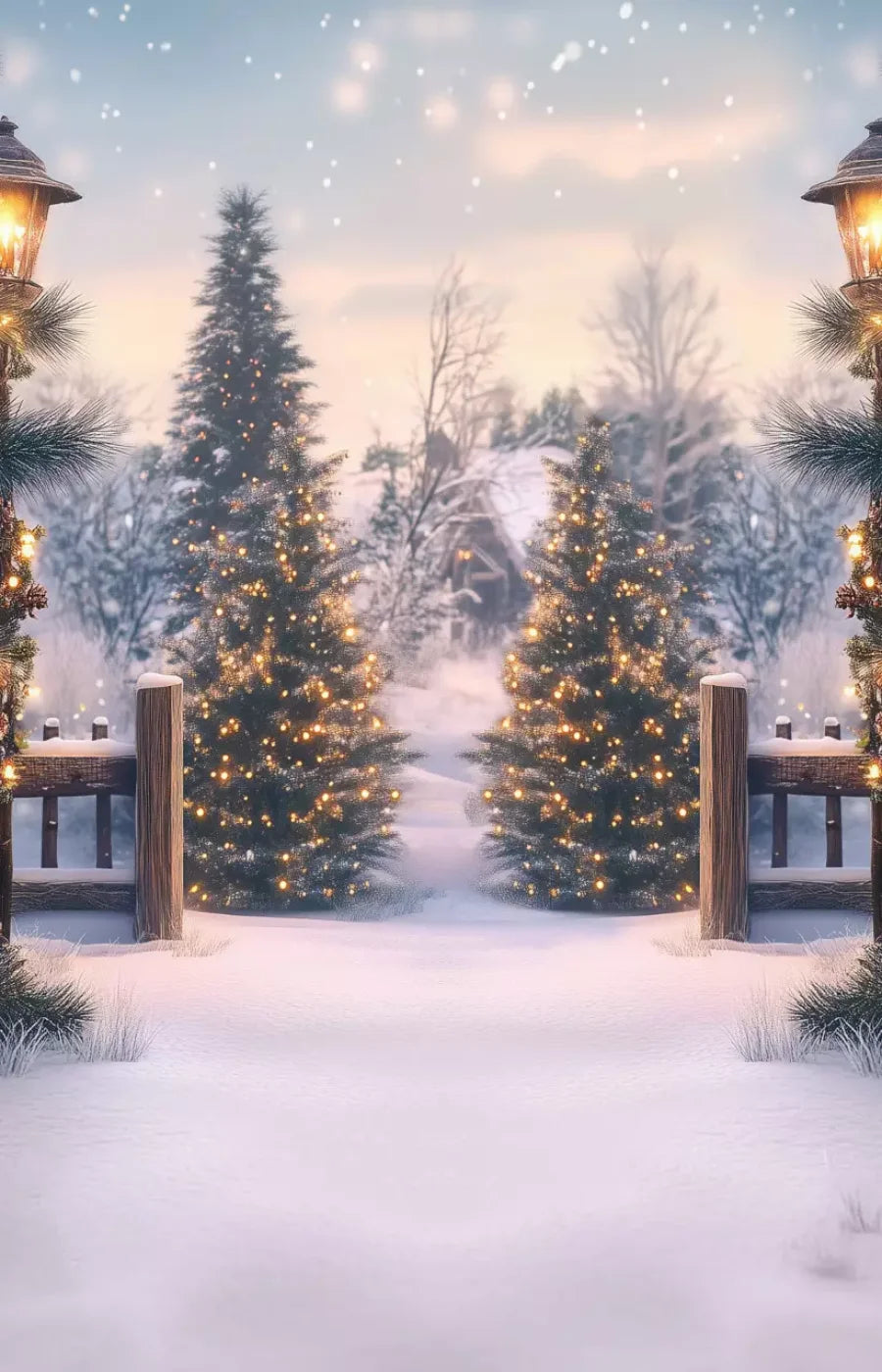 Winter Scene 9’X14’ Ultracloth (108 X 168 Inch) Backdrop