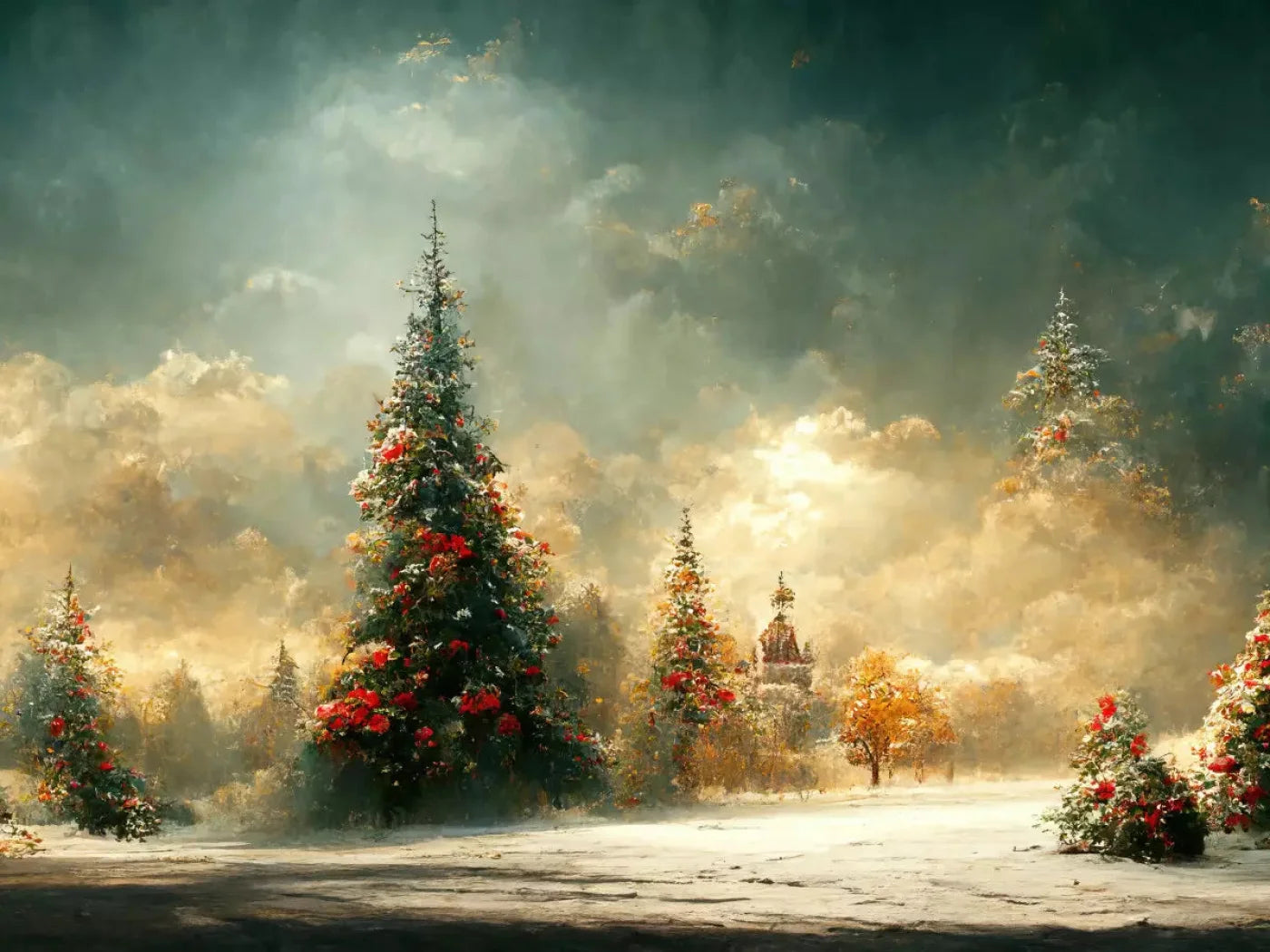Winter Sunset 10X8 Fleece ( 120 X 96 Inch ) Backdrop