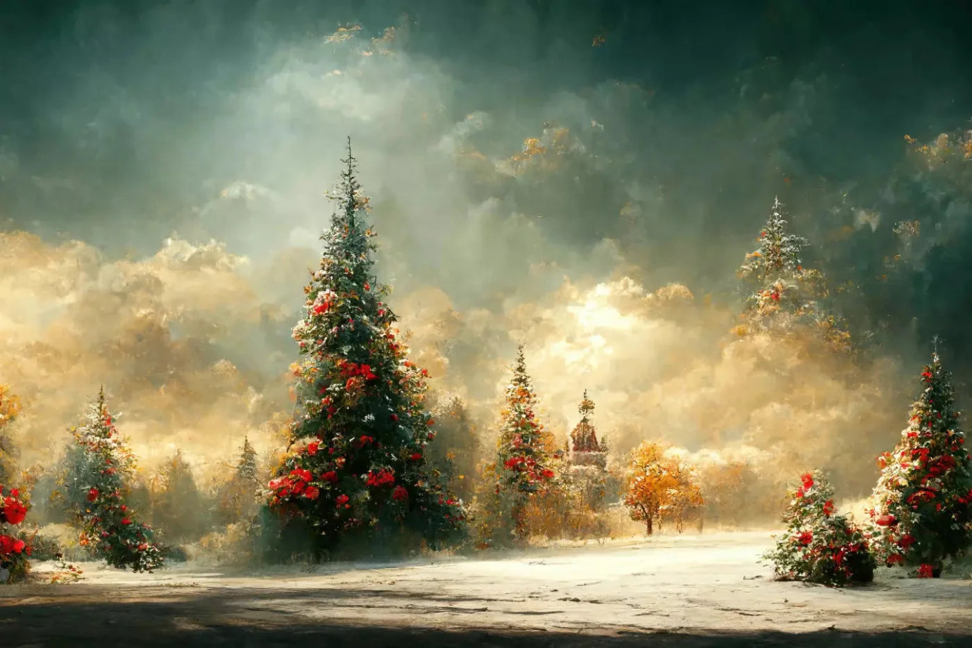 Winter Sunset 8X5 Ultracloth ( 96 X 60 Inch ) Backdrop