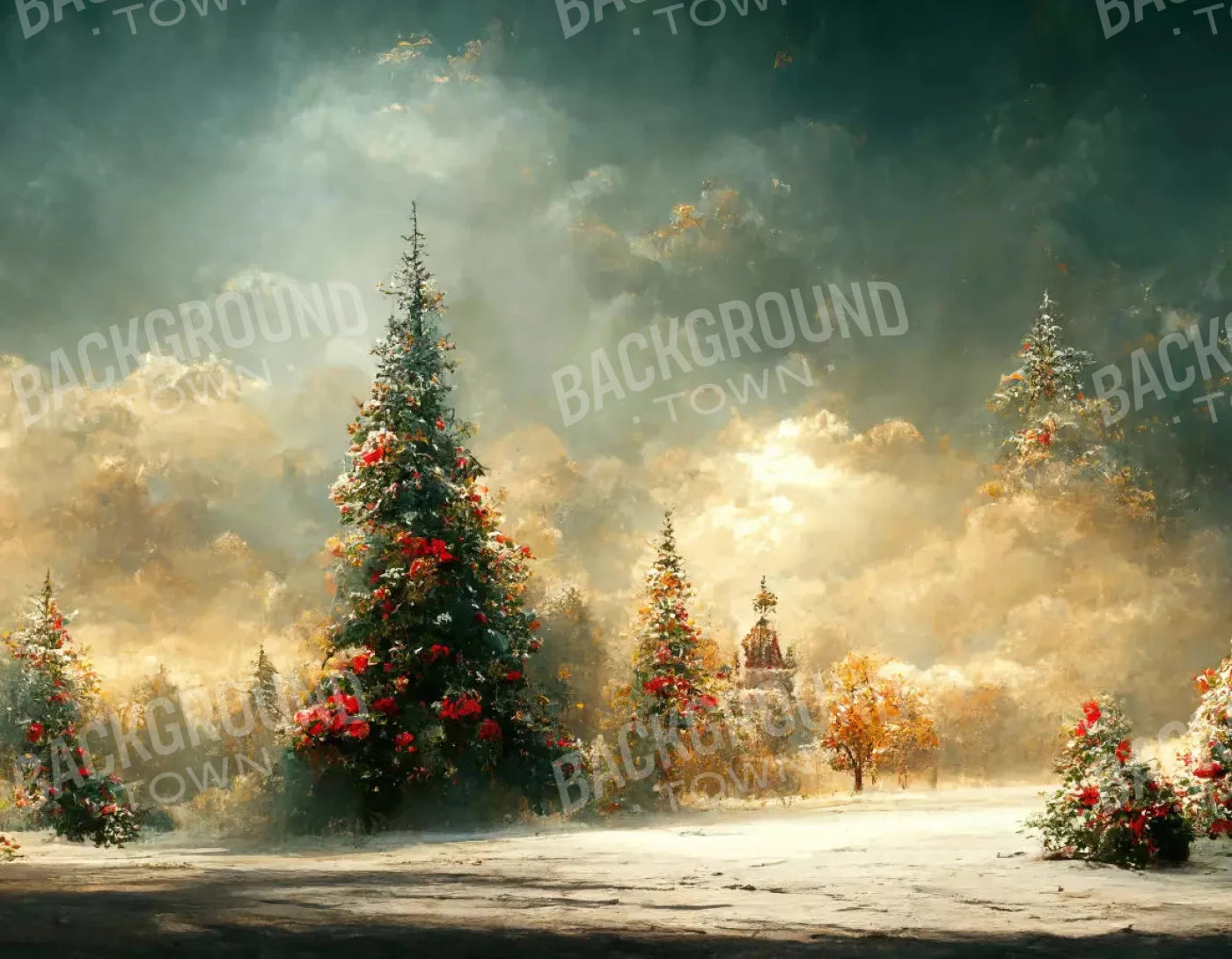 Winter Sunset 8X6 Fleece ( 96 X 72 Inch ) Backdrop