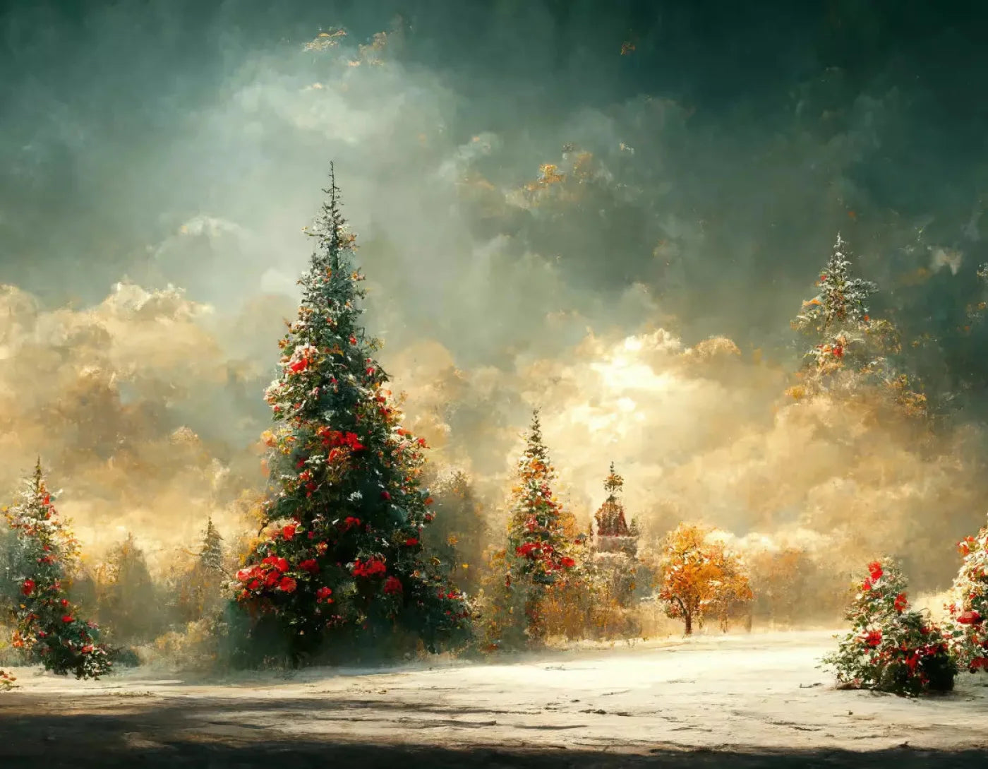 Winter Sunset 8X6 Fleece ( 96 X 72 Inch ) Backdrop