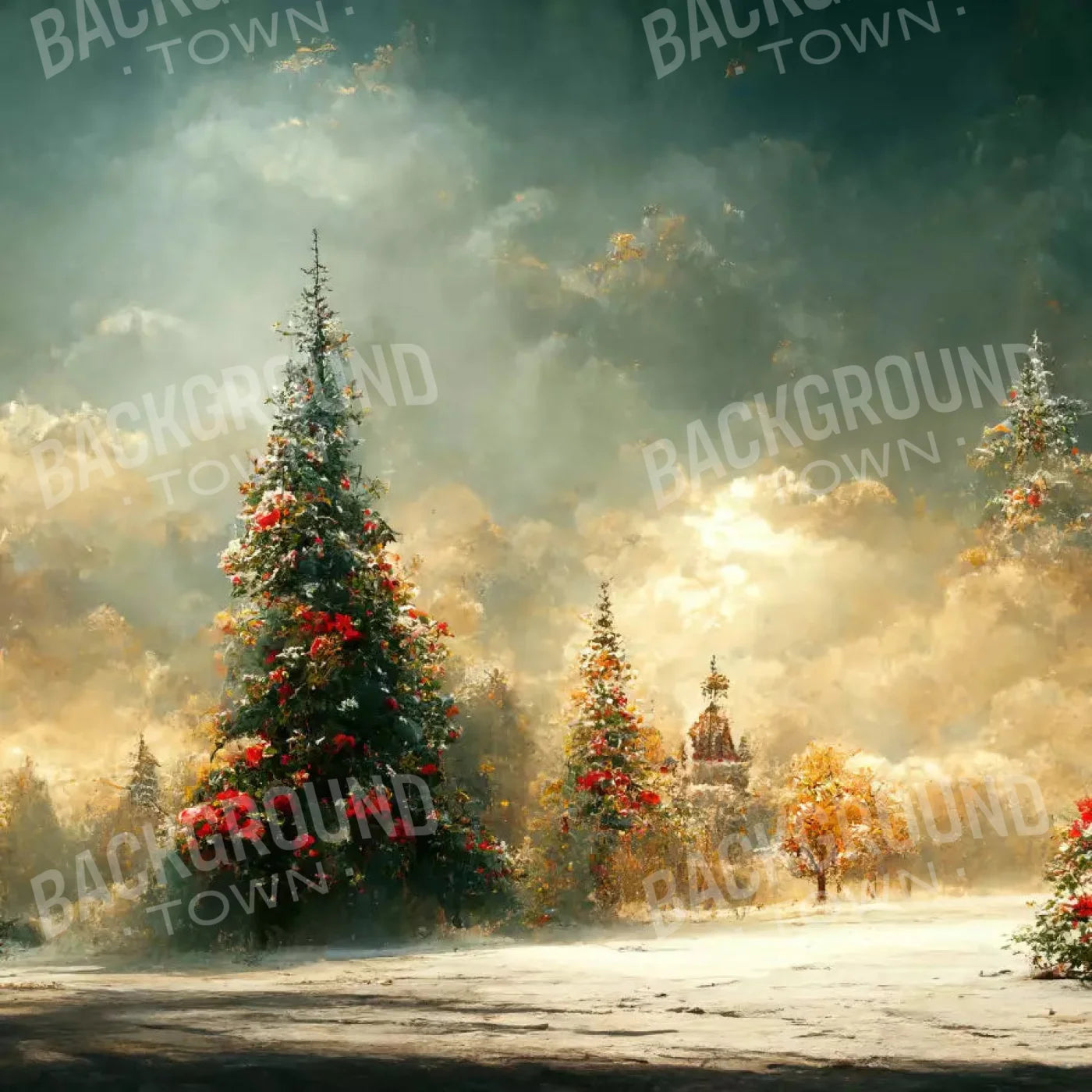 Winter Sunset 8X8 Fleece ( 96 X Inch ) Backdrop