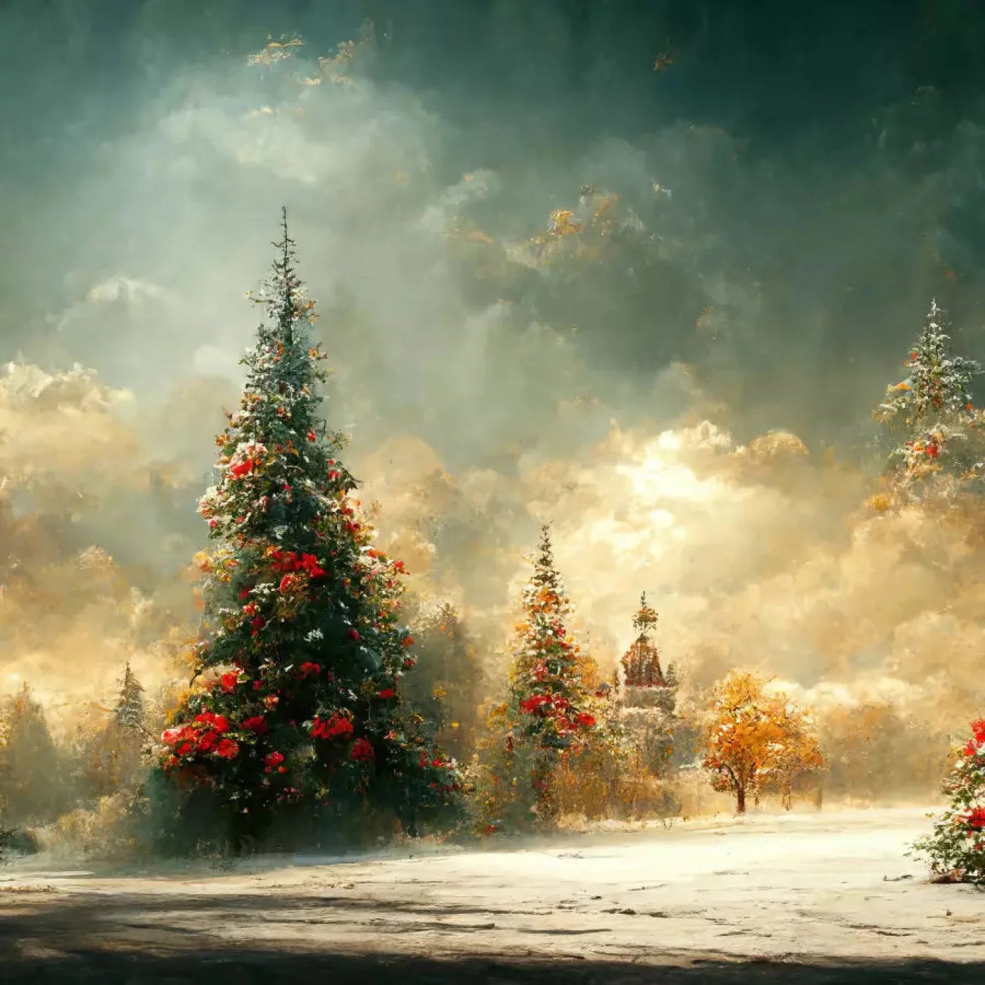 Winter Sunset 8X8 Fleece ( 96 X Inch ) Backdrop