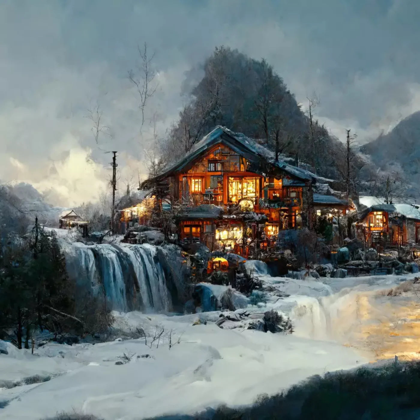 Winter Village 10X10 Ultracloth ( 120 X Inch ) Backdrop