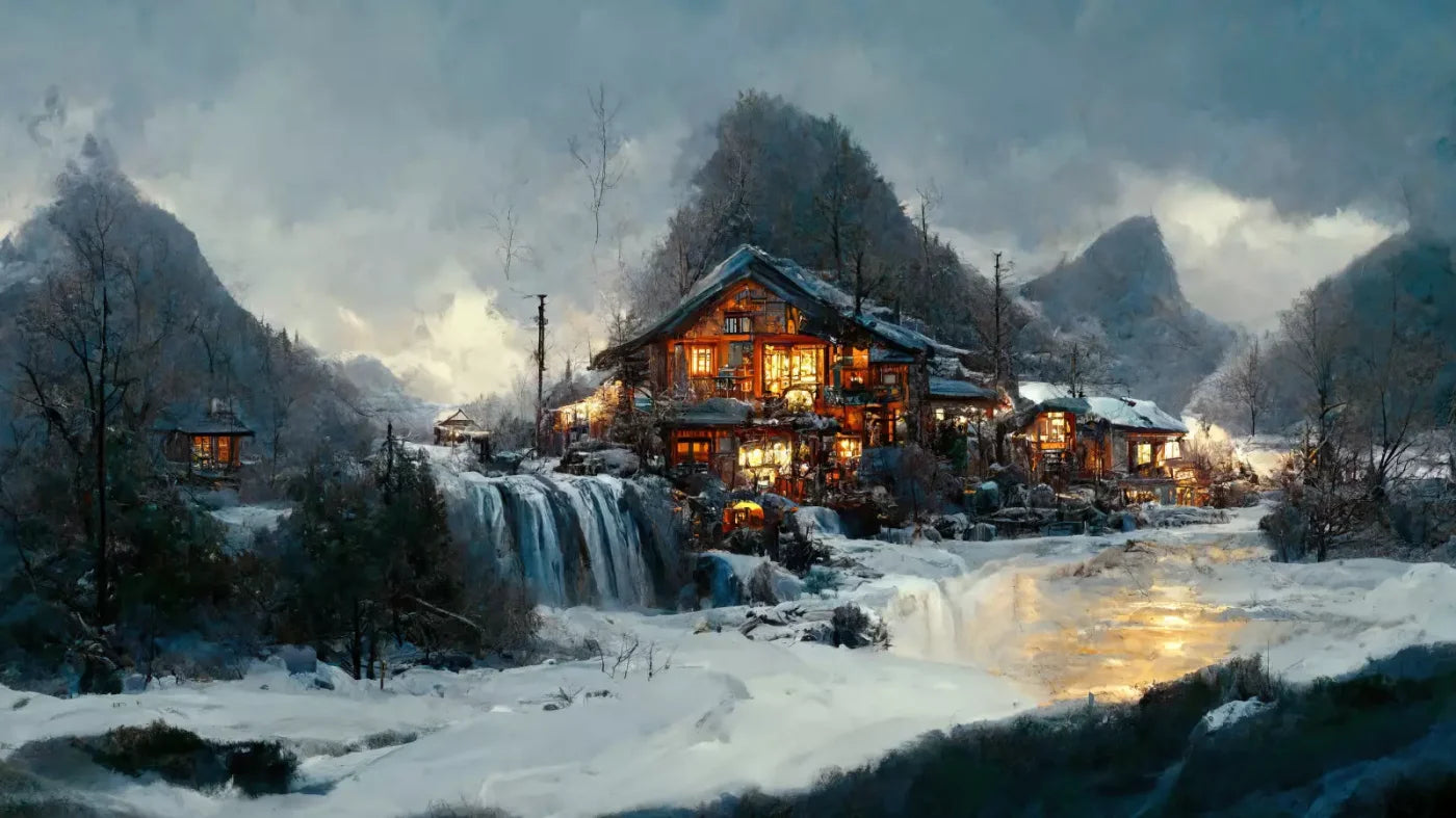 Winter Village 14X8 Ultracloth ( 168 X 96 Inch ) Backdrop