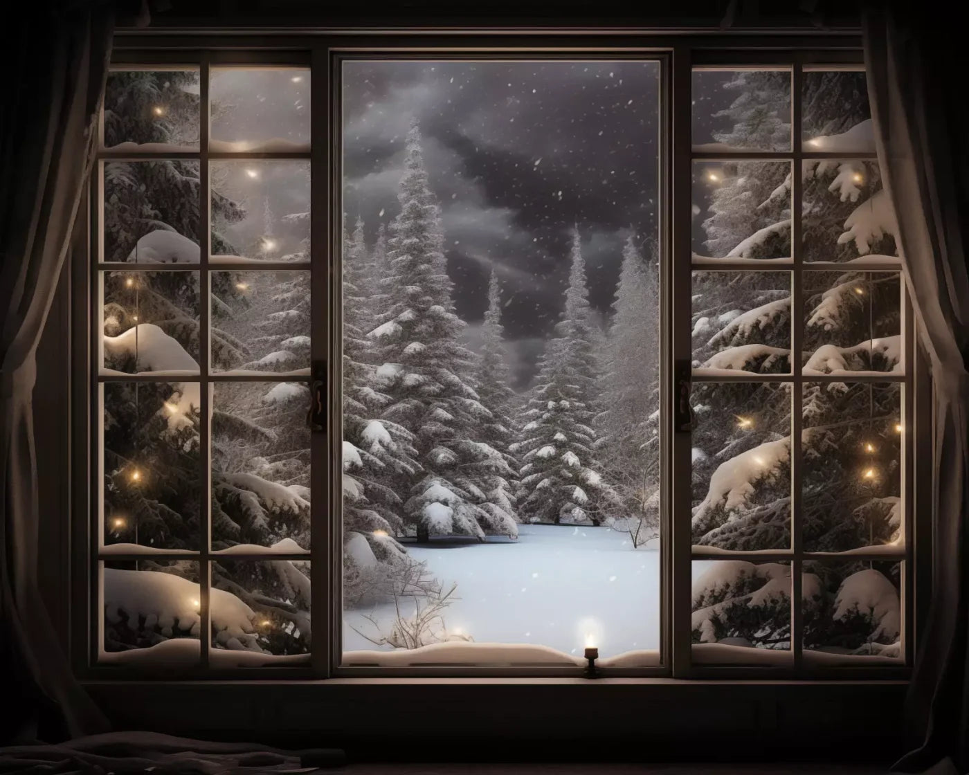 Winter Window 2 10X8 Fleece ( 120 X 96 Inch ) Backdrop