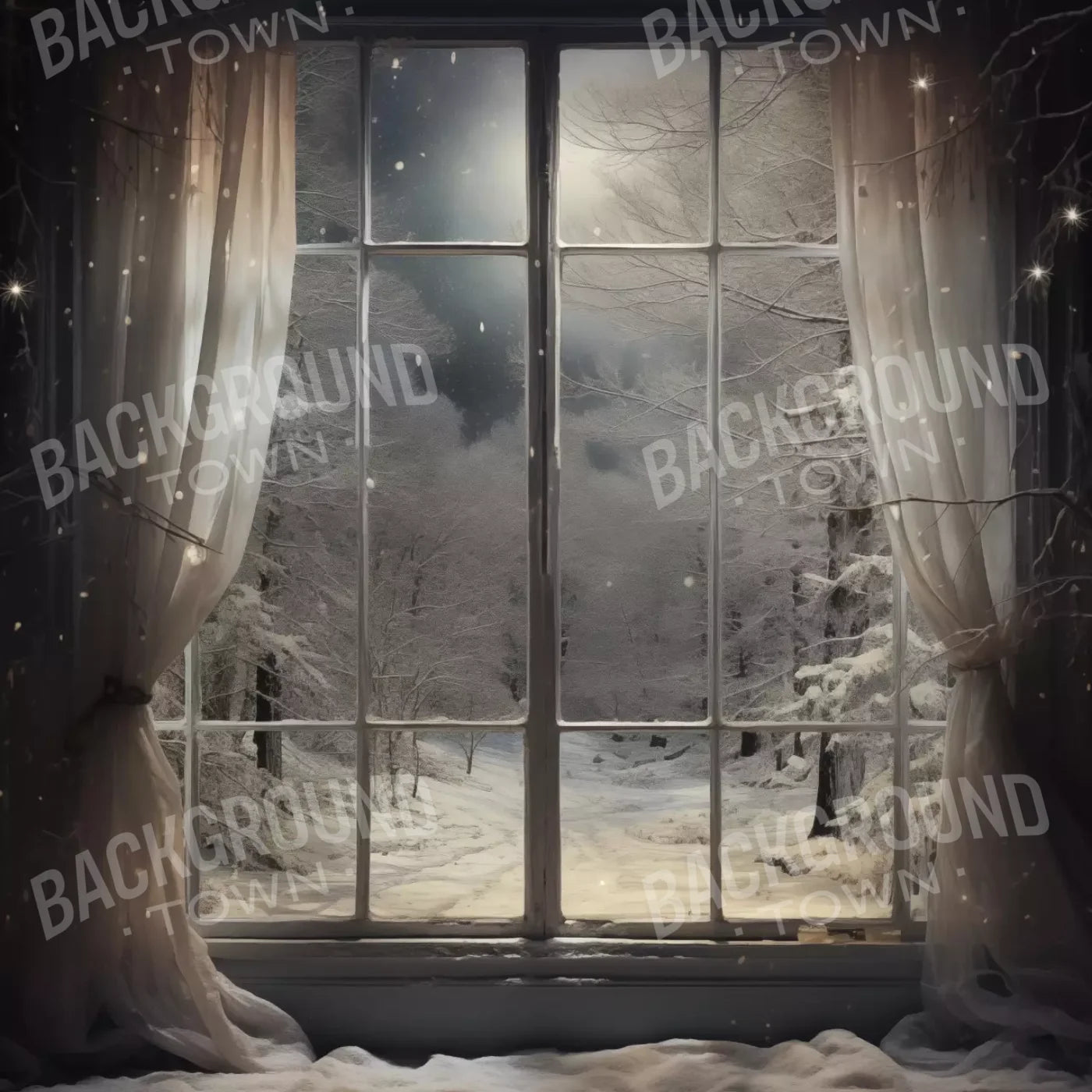 Winter Window 1 Horizontal 8X8 Fleece ( 96 X Inch ) Backdrop