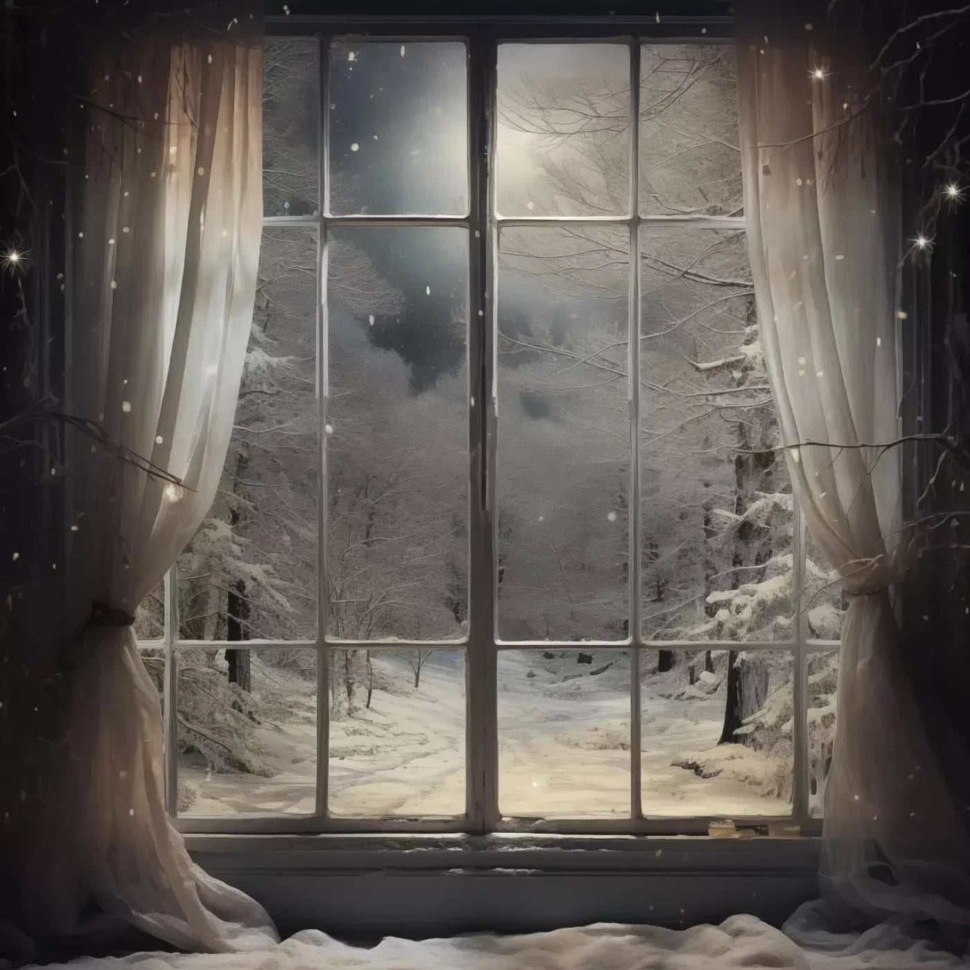 Winter Window 1 Horizontal 10X10 Ultracloth ( 120 X Inch ) Backdrop