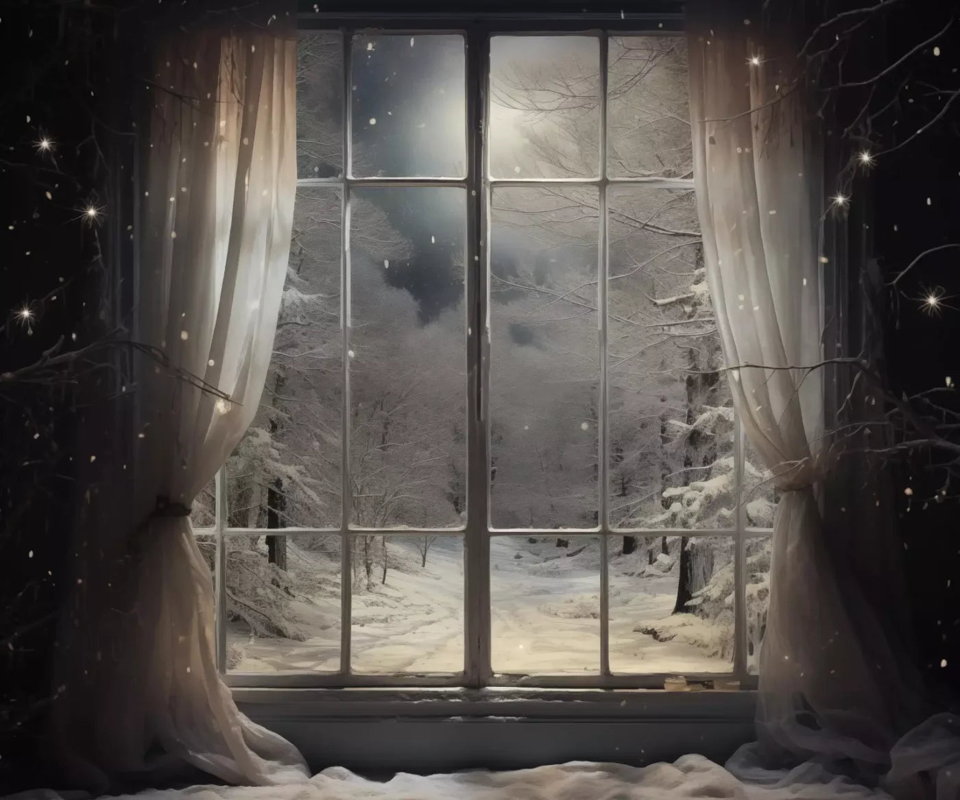 Winter Window 1 Horizontal 12X10 Ultracloth ( 144 X 120 Inch ) Backdrop