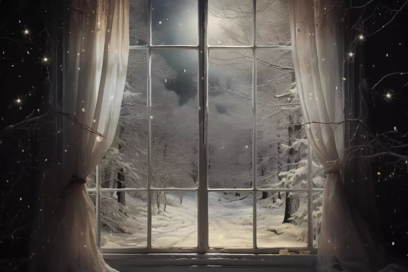 Winter Window 1 Horizontal 12X8 Ultracloth ( 144 X 96 Inch ) Backdrop