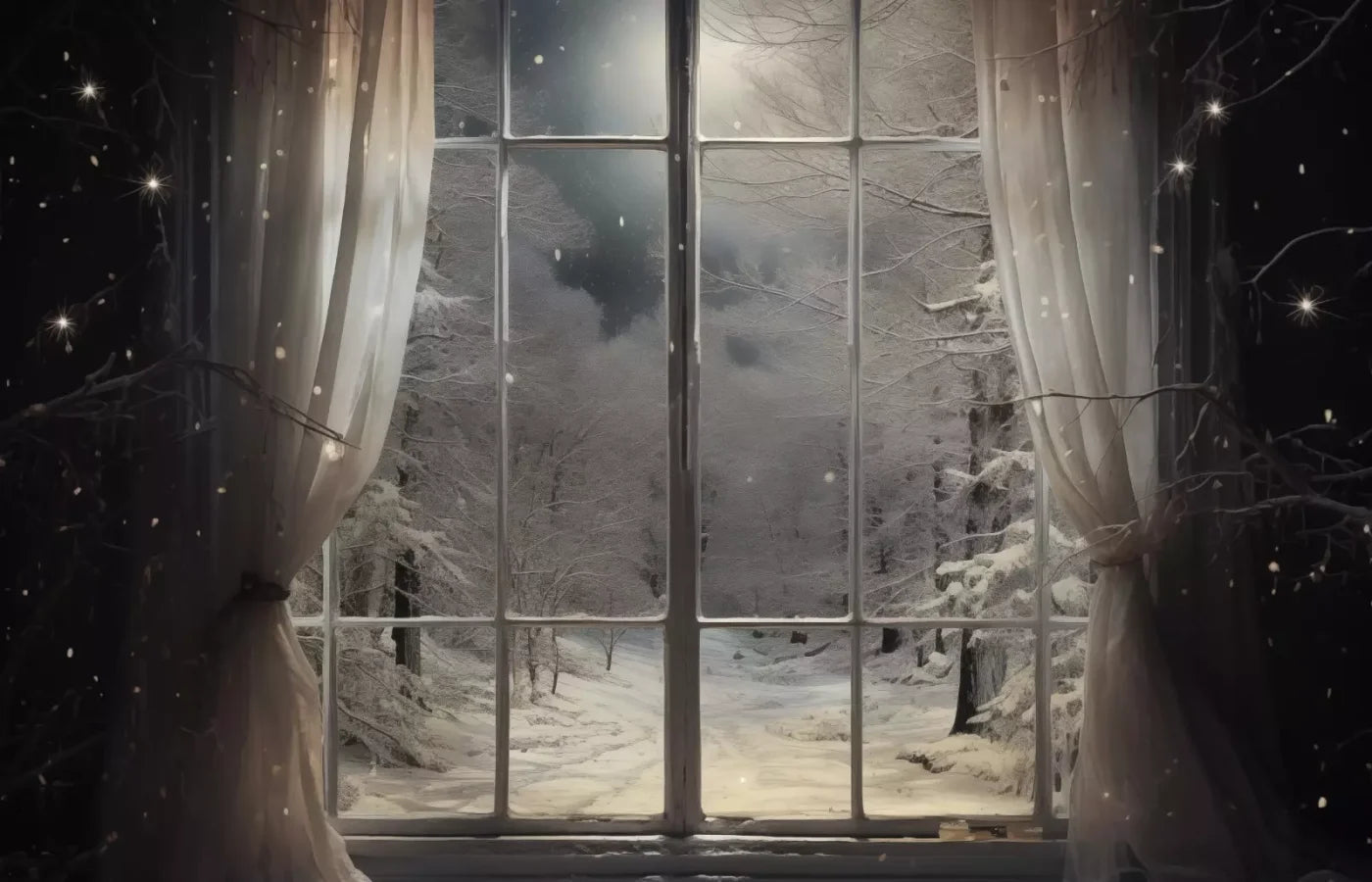Winter Window 1 Horizontal 14X9 Ultracloth ( 168 X 108 Inch ) Backdrop
