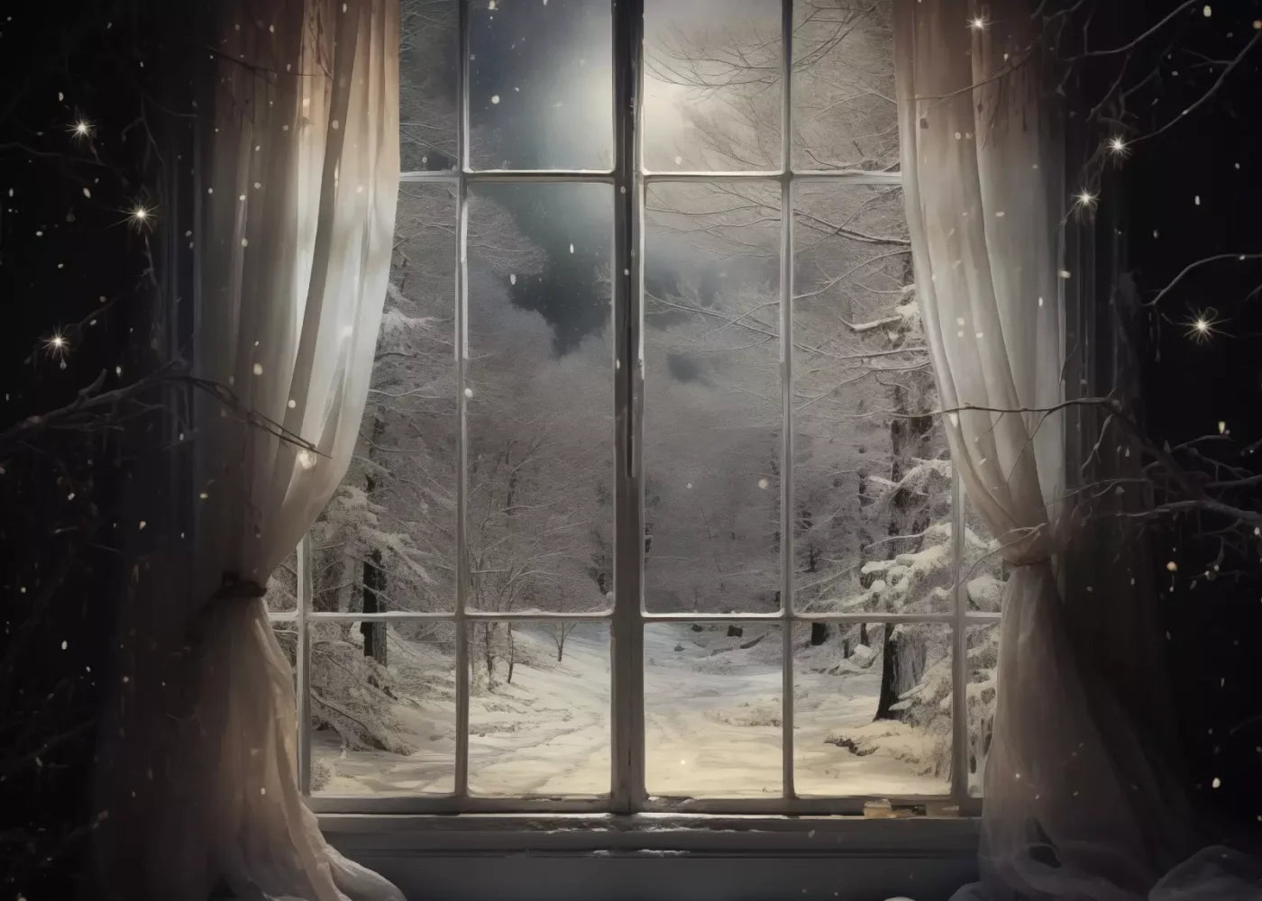 Winter Window 1 Horizontal 7X5 Ultracloth ( 84 X 60 Inch ) Backdrop