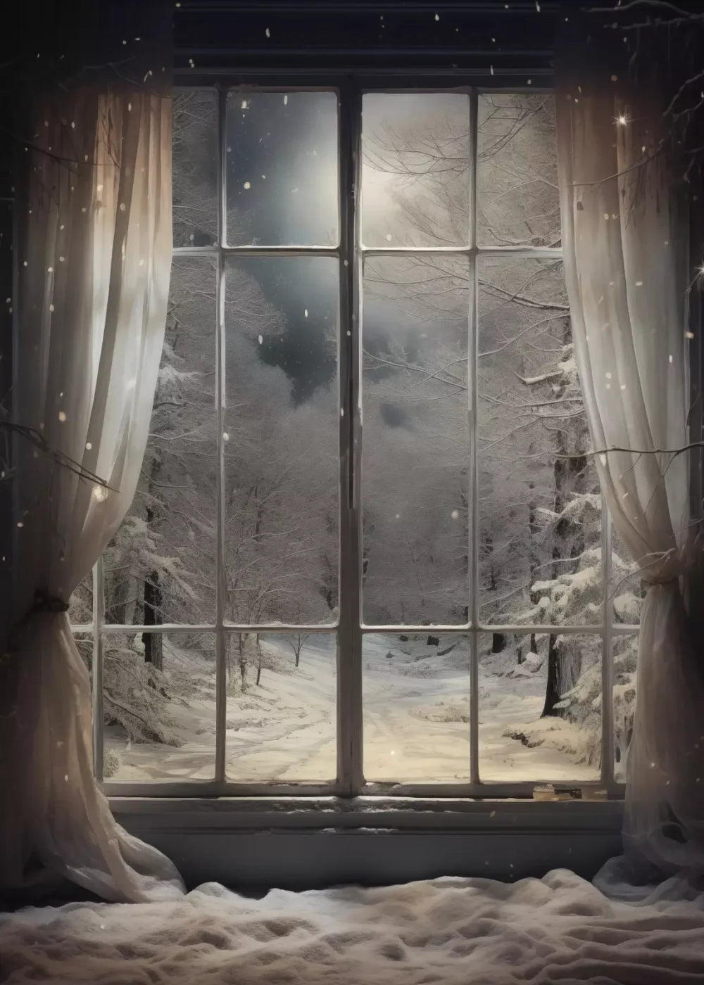 Winter Window 1 Vertical 5X7 Ultracloth ( 60 X 84 Inch ) Backdrop