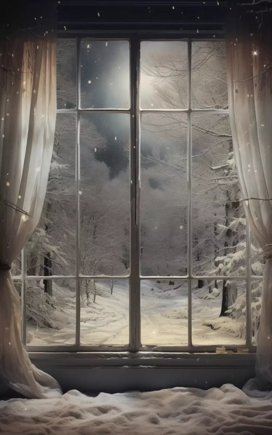 Winter Window 1 Vertical 5X8 Ultracloth ( 60 X 96 Inch ) Backdrop