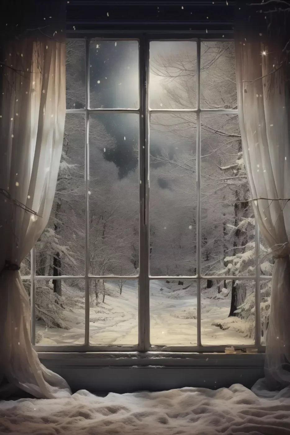 Winter Window 1 Vertical 8X12 Ultracloth ( 96 X 144 Inch ) Backdrop
