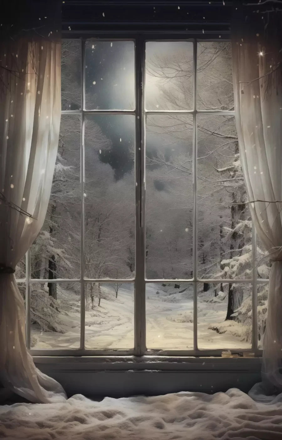 Winter Window 1 Vertical 9X14 Ultracloth ( 108 X 168 Inch ) Backdrop