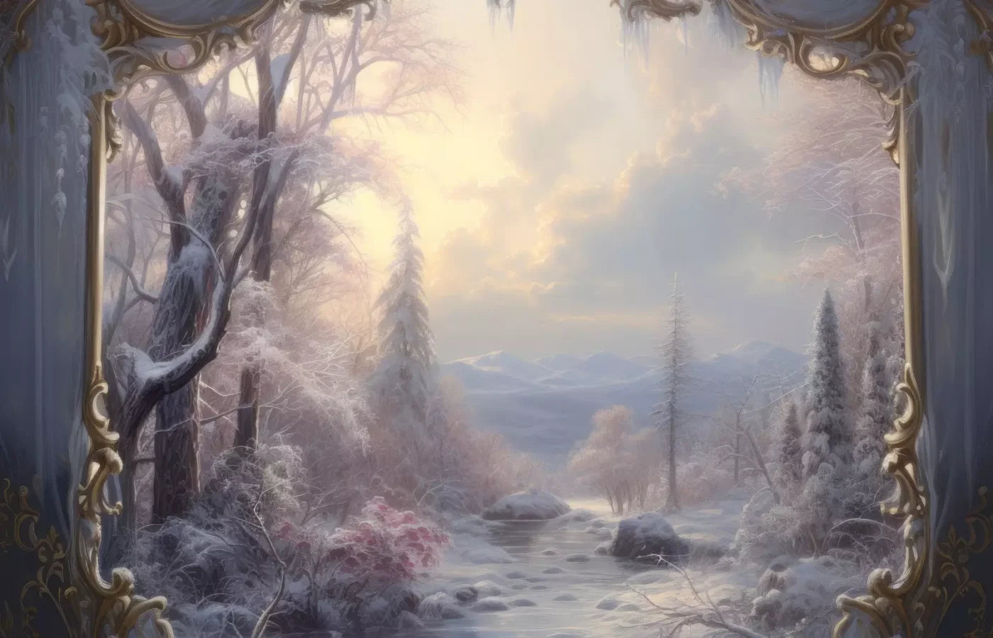 Winter Wonderland View 12X8 Ultracloth ( 144 X 96 Inch ) Backdrop