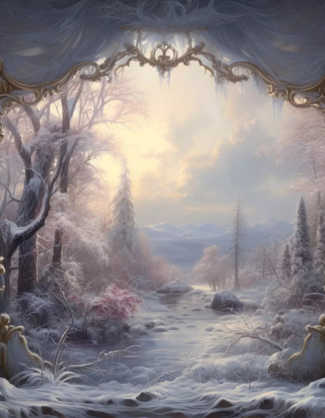 Winter Wonderland View 6X8 Fleece ( 72 X 96 Inch ) Backdrop