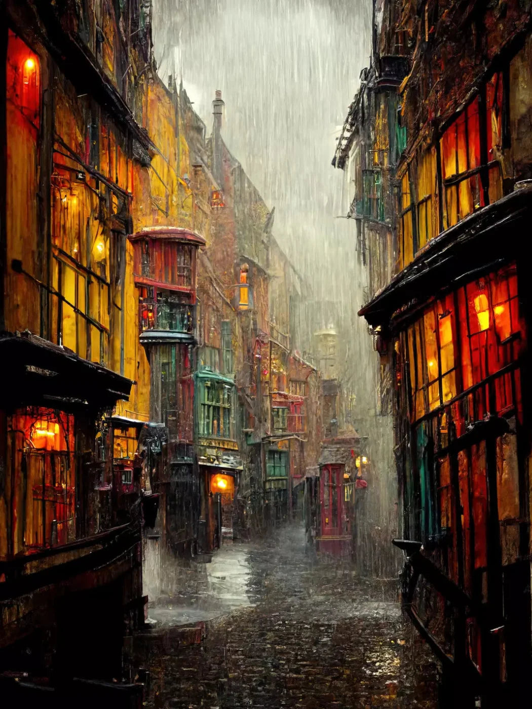 Wizard Rainy Alley 5X68 Fleece ( 60 X 80 Inch ) Backdrop